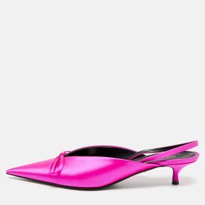 Balenciaga Knife Size 38 Pink Satin Bow Slingback Pumps